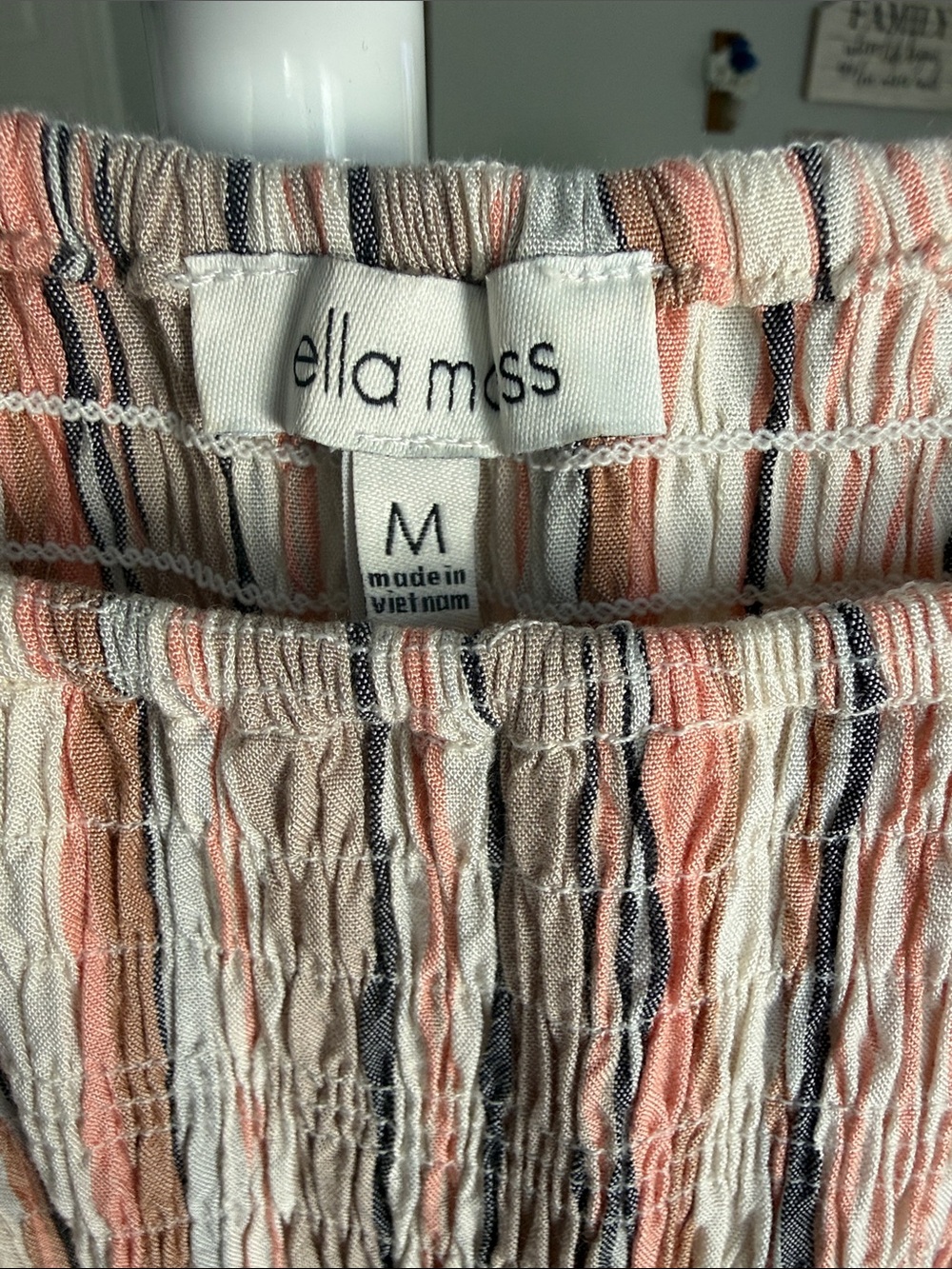 Ella Moss Peach and Cream Striped Off-Shoulder Bodysuit - Picture 2 of 3